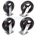 Global Industrial Mold-On Rubber Caster Kit 2 Swivel, 2 Rigid, 8 x 2 232CP14